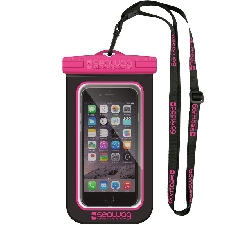 Zwarte/roze waterproof hoes voor smartphone/mobiele telefoon - Met polsband - Telefoonhoesjes waterbestendig