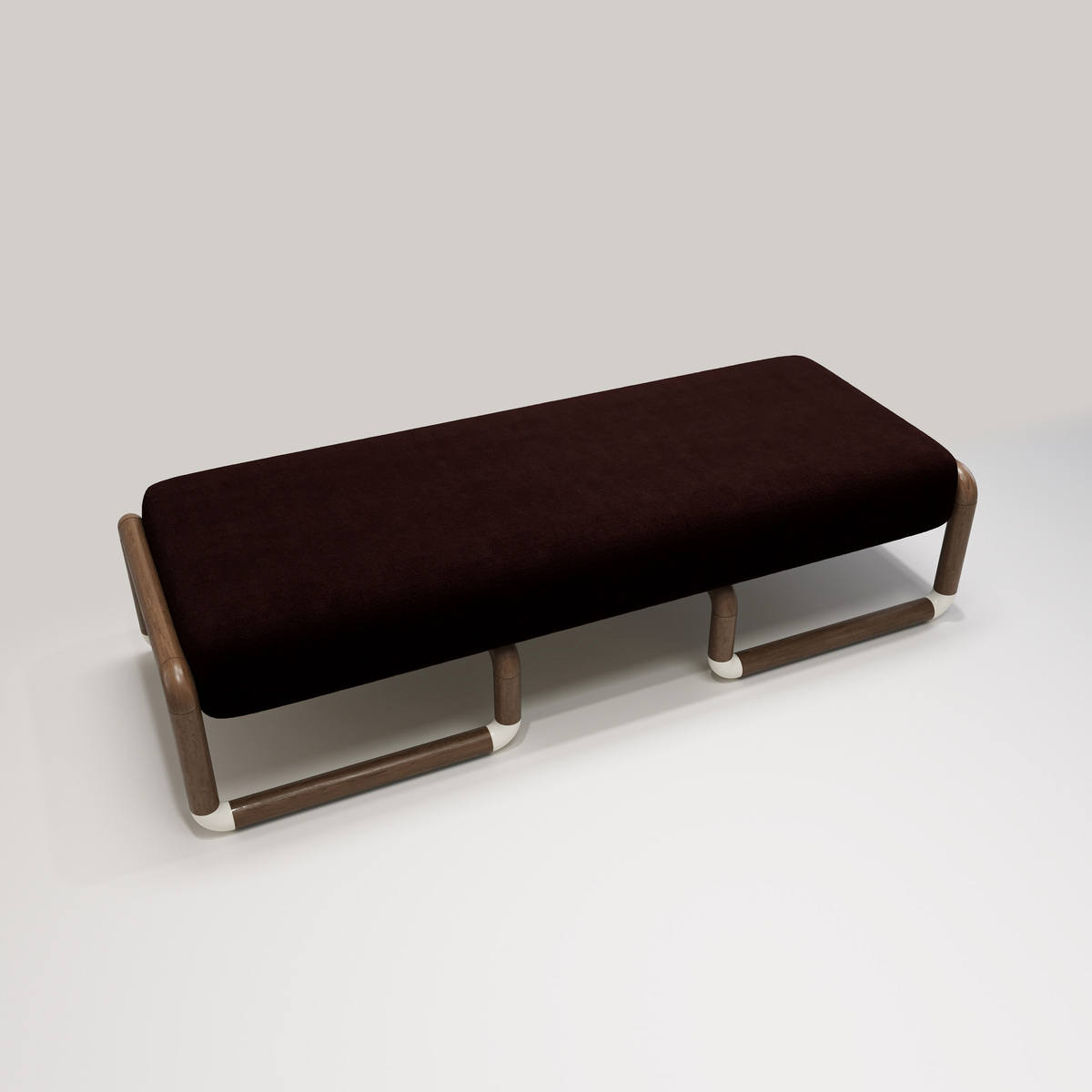 Nico bench, Aubergine - L160 x W60 x H42 cm - Walnut/Mohair - image 1