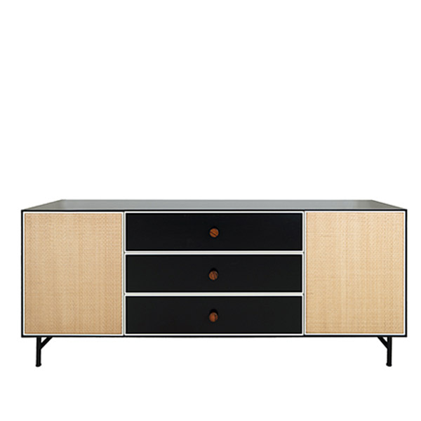 Sideboard Essence, Black / Ivory - W180 x D45 x H75 cm - Lacquered wood - image 1