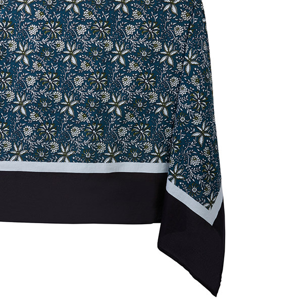 Tablecloth Tamaris, Bleu Sarah / Black - L98 x W59 in - Screen printed cotton - image 1