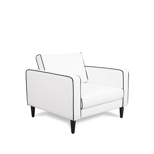 Armchair Noa, White / Black - H77x W90 x D90 cm - Cotton / Wood - image 1