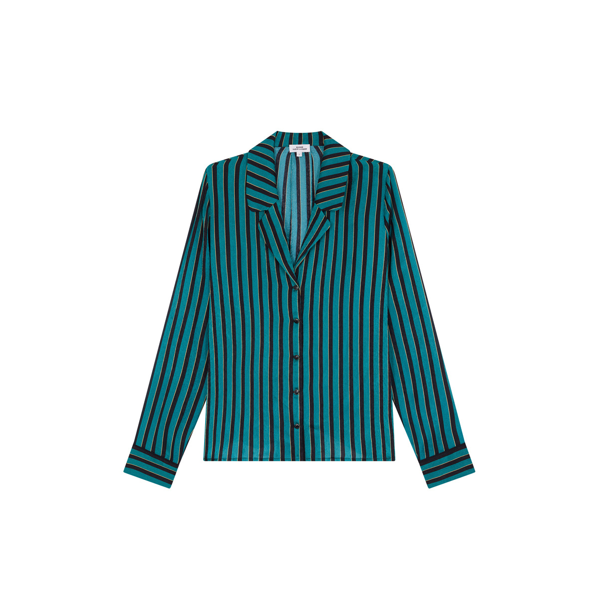 Shirt London, Green striped - 100% Silk - image 1