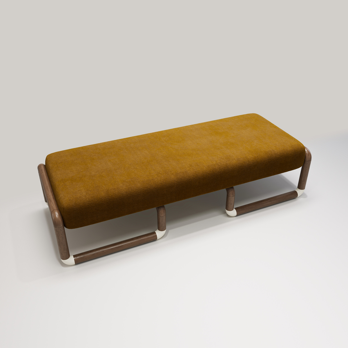 Nico bench, Ochre - L160 x W60 x H42 cm - Walnut/Mohair - image 1