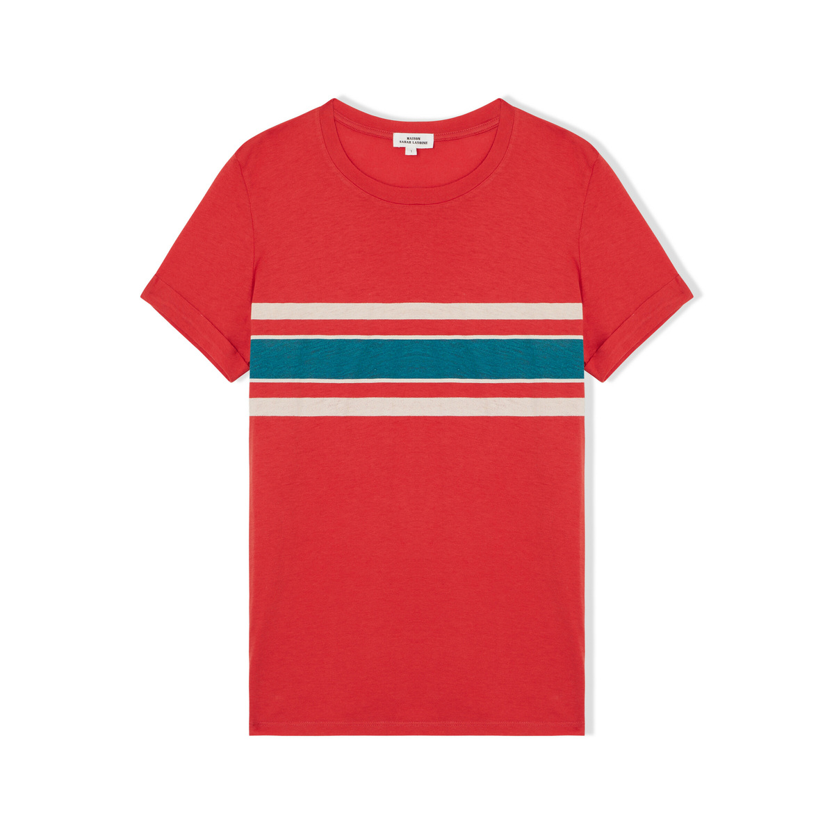 Frise Tee Shirt, Lava - Straight cut - Cotton/Cashmere - image 1