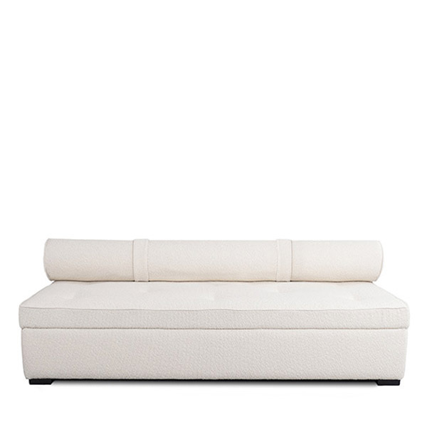 Banquette Jacob, White - L185 x W75 x H40 - Curly wool - image 1