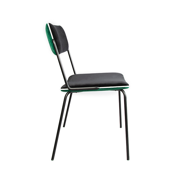 Chair Double Jeu, Velvet / Green - H85 x W51 x D43 cm - Steel / Velvet - image 1