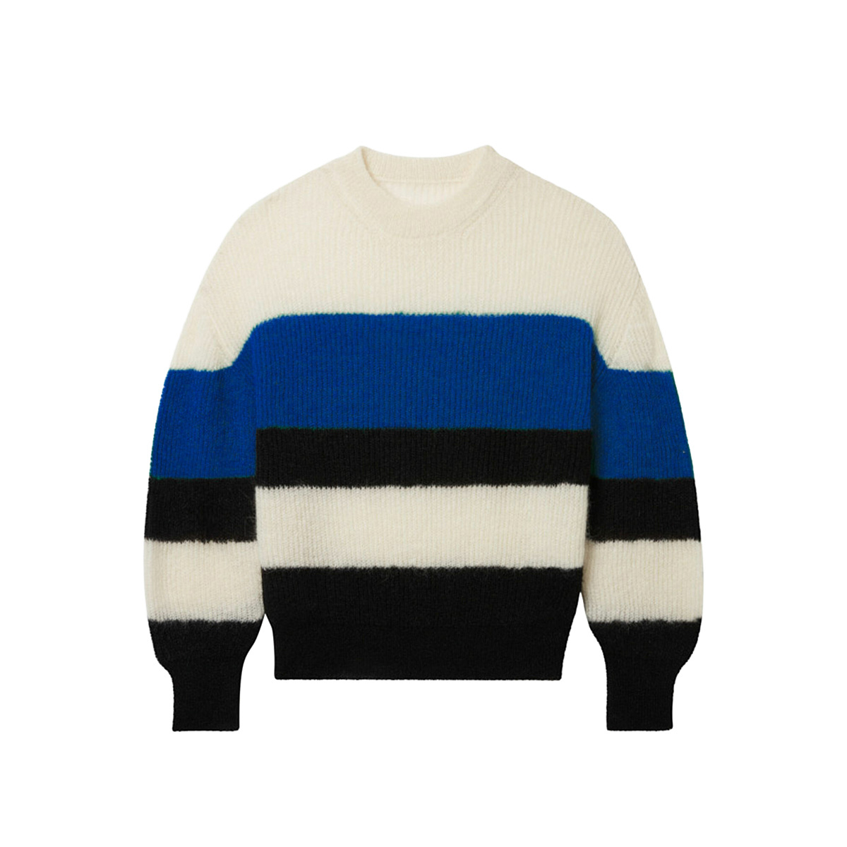 Sweater Torino, Round neck - Ecru, Indigo and Black - Mohair and Alpaca - image 1
