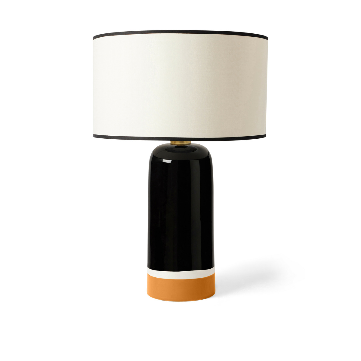 Table Lamp Sicilia, Black / Ochre - H60 cm - Ceramic / Cotton shade - image 1