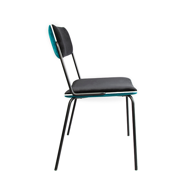 Chair Double Jeu, Bleu Sarah - H85 x W51 x D43 cm - Steel / Velvet - image 1