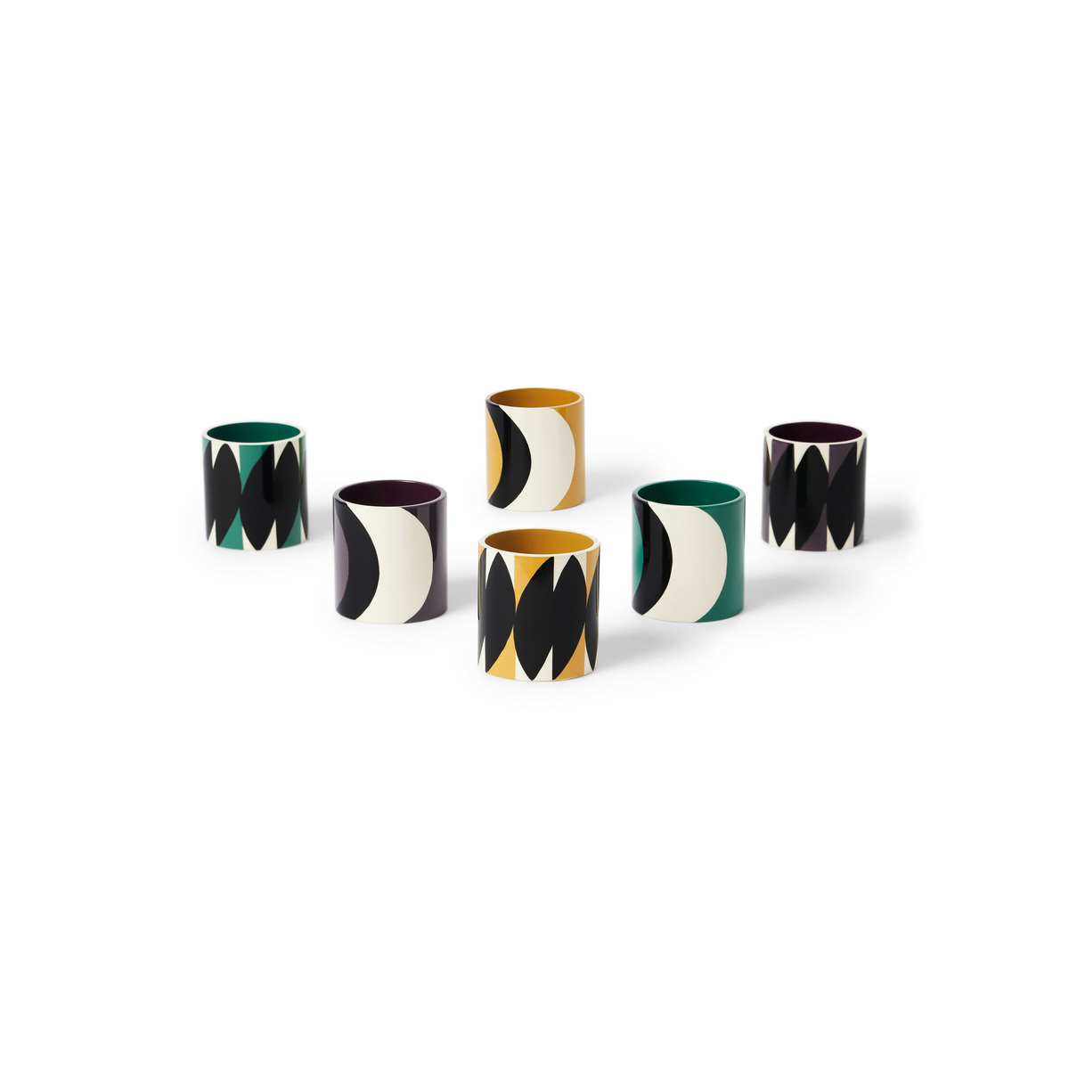 Tchin napkin ring (X6), Timeless colours Ochre-Foret-Aubergine - image 1