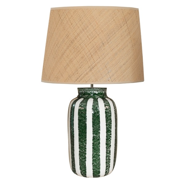 Lampe Palmaria, Vert - H59 cm - Céramique / Abat-jour Coton - image 1