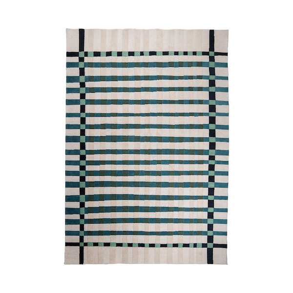 Tapis Outdoor Vichy, Bleu Sarah - Différentes dimensions - Fibre Pet Yarn - image 1