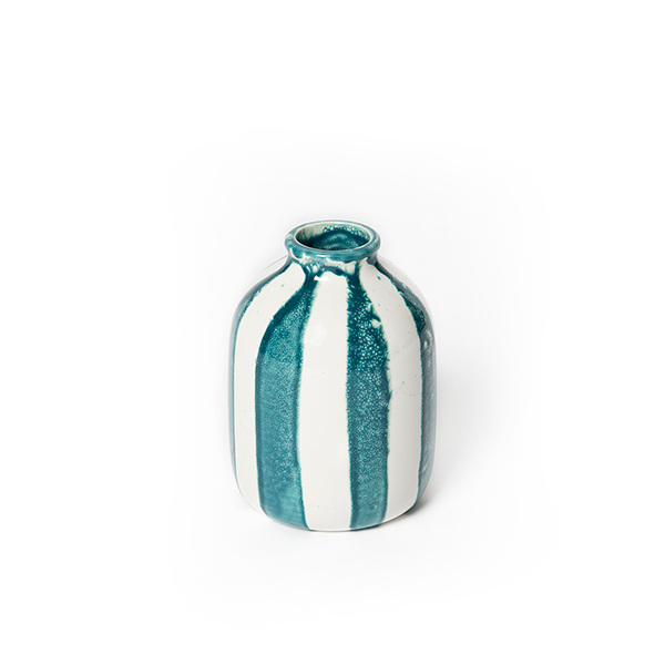 Decorative Vase Riviera, Blue Sarah - H14 cm - Ceramic - image 1