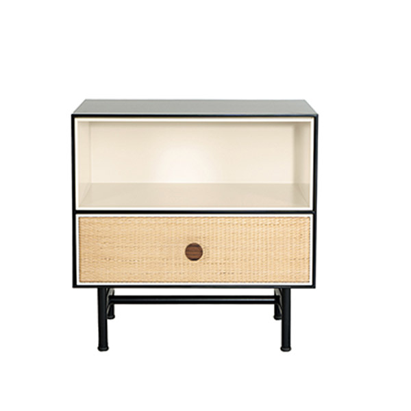 Bedside Table Essence, Black / Ivory - LL55 x W38 x H55 cm - Lacquered wood - image 1