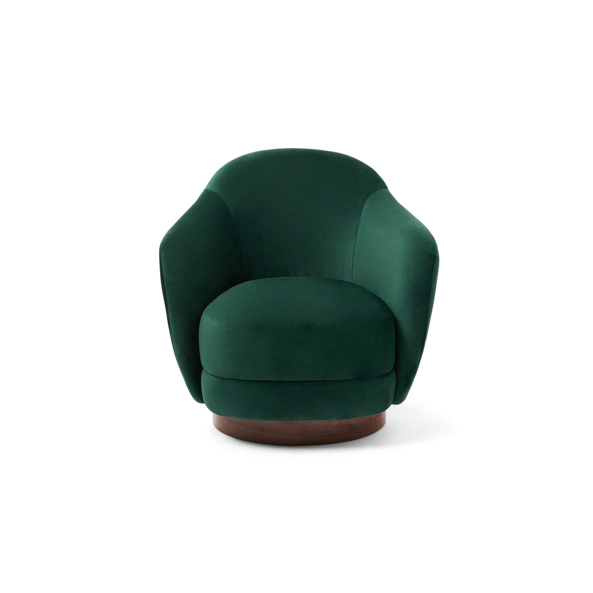 Armchair Bozzolo, Green - H72 x W75 x D71 cm - Walnut / Velvet Polyester - image 1