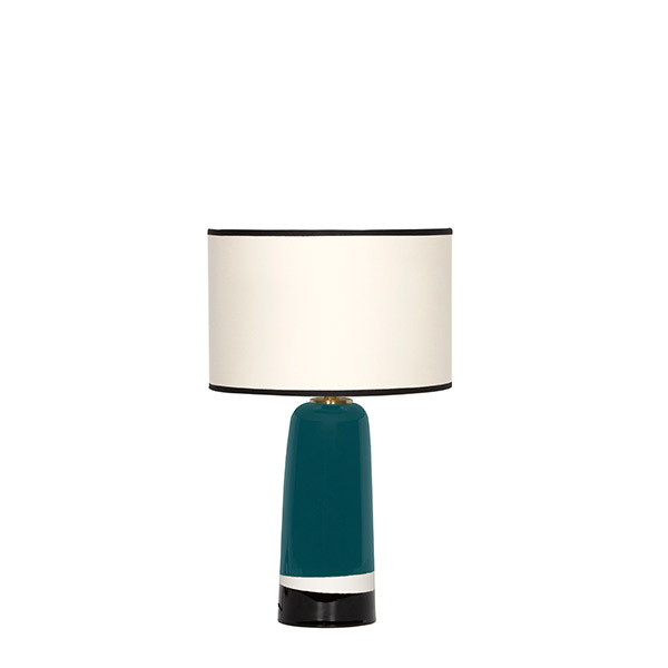 Table Lamp Sicilia, Bleu Sarah - H50 cm - Ceramic / Cotton shade - image 1