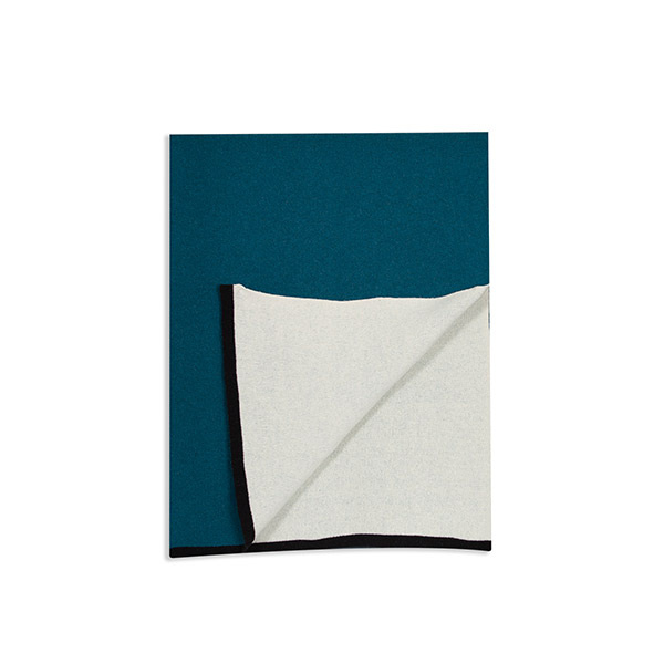 Plaid Double Jeu, Bleu Sarah - L170cm - Laine / Coton - image 1