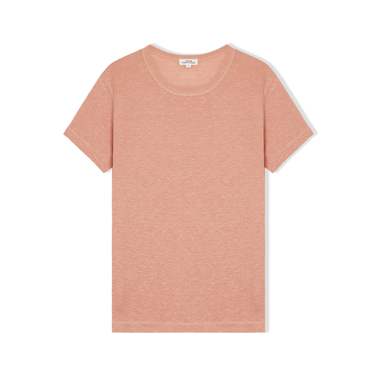 Lina Tee Shirt, Rosewood - Round Neck - 100% Linen - image 1