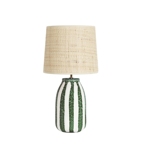 Lampe Palmaria, Vert - H46 cm - Céramique / Abat-jour Coton - image 1