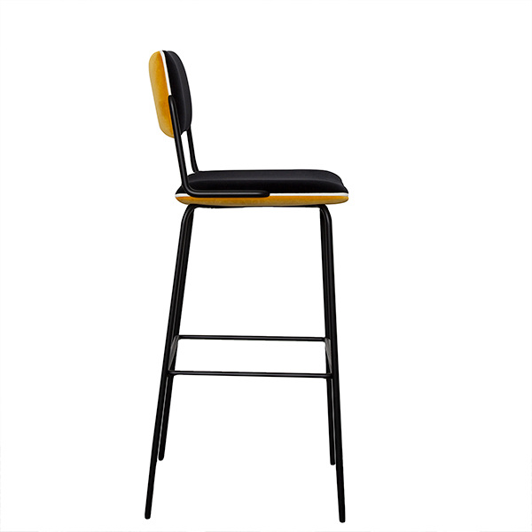Chaise de Bar Double Jeu, Ocre - H106 x l51 x P48 cm - Velours / Acier - image 1