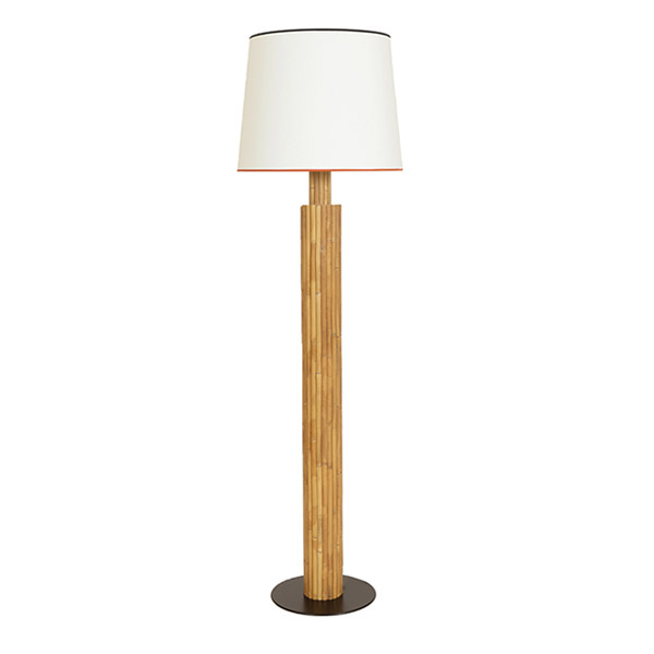Floor Lamp Riviera, Natural - H155 cm - Wicker / Cotton shade - image 1