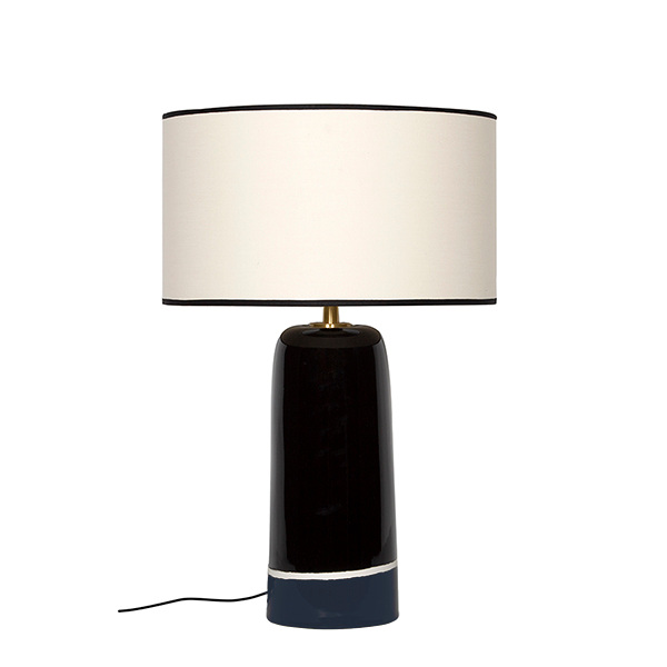 Table Lamp Sicilia, Broadway Blue - H60 cm - Ceramic / Cotton lampshade - image 1