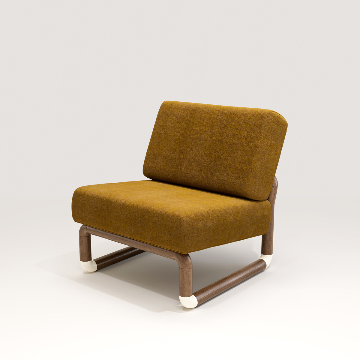 Fireside chair Nico, Ocre - L71 x P82 x H76,8 cm - Noyer/Mohair - image 1