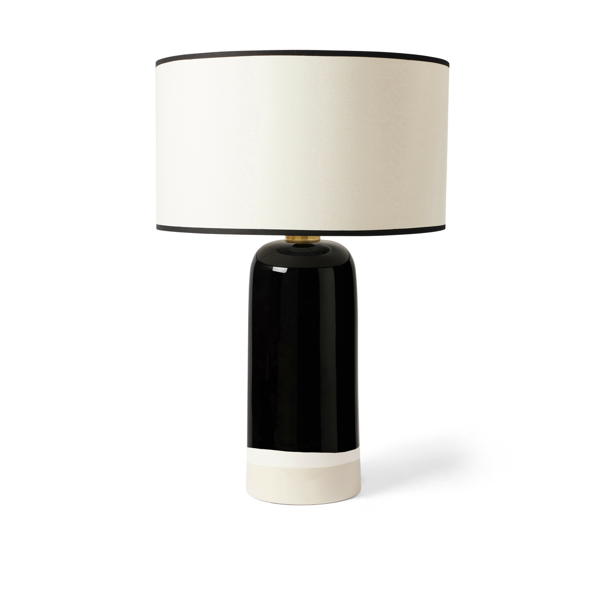 Lampe à poser Sicilia, Ecru/Noir - H60 cm - Céramique / Abat-jour Coton - image 1