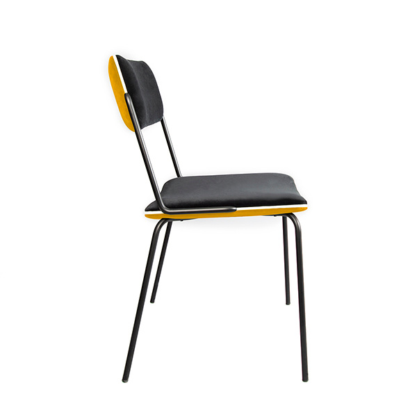 Chair Double Jeu, Ochre - H85 x W51 x D43 cm - Steel / Velvet - image 1