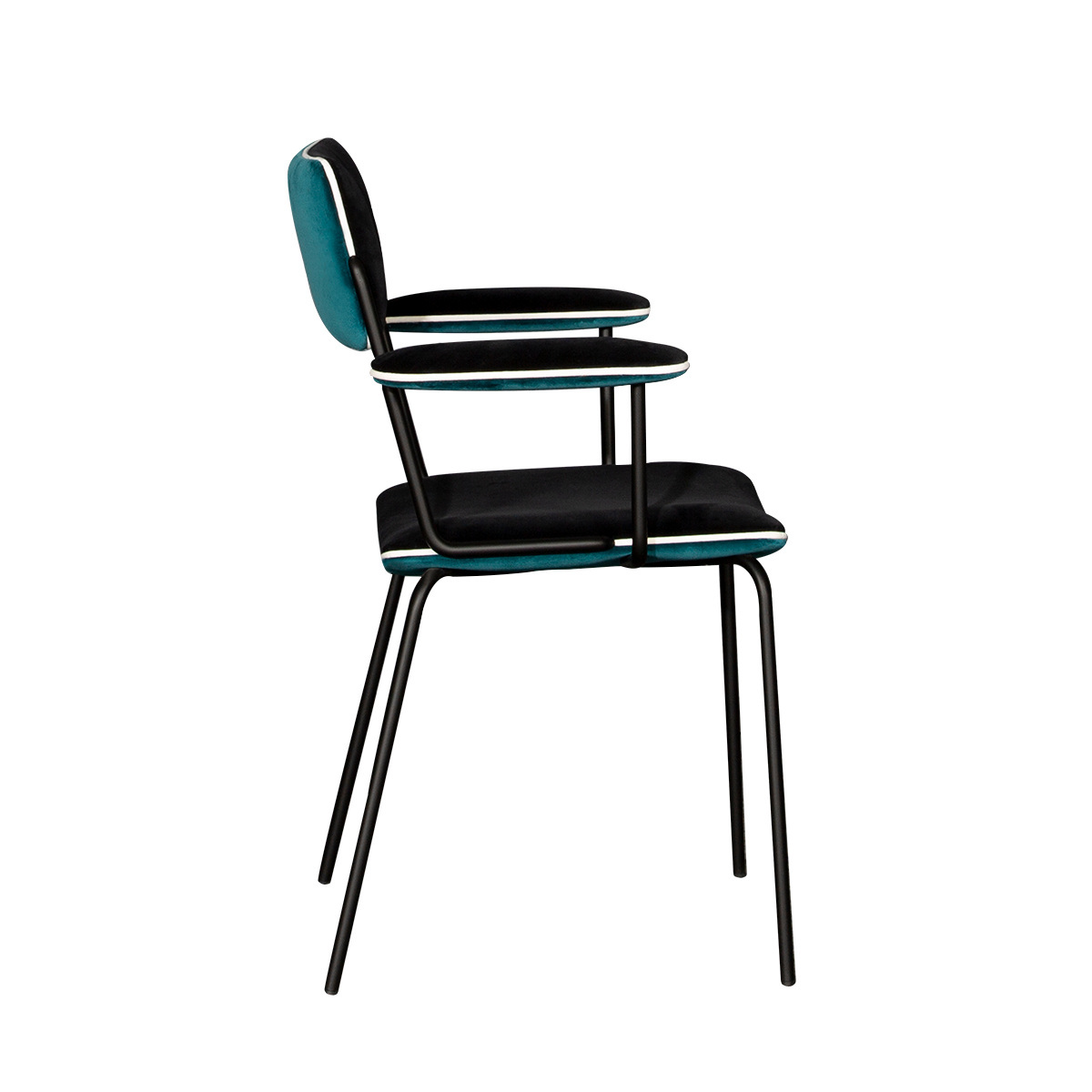 Arm Chair Double Jeu, Bleu Sarah - H85 cm - Steel / Velvet - image 1