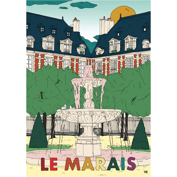 Affiche Le Marais, Papier demi-mat - L70 x l50 cm - image 1