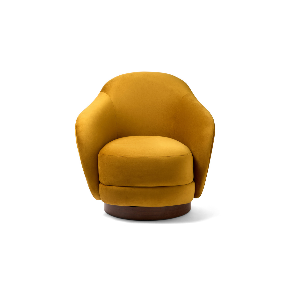 Fauteuil Bozzolo, Ocre - H72 x l75 x P71 cm - Noyer / Velours Polyester - image 1
