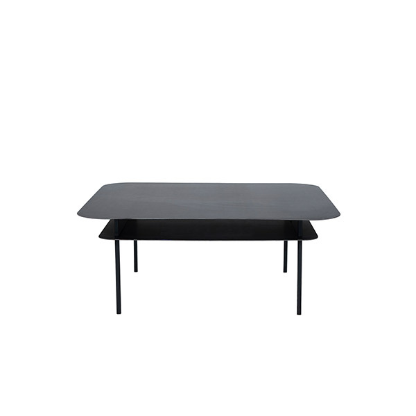 Table Basse Tokyo, Noir - L100 x l100 x H40 cm - Acier ciré - image 1