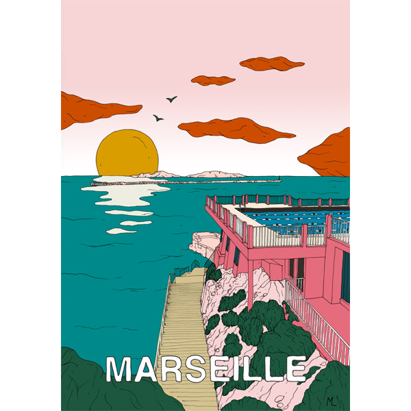 Affiche Marseille, Papier couché mat - L70 x l50 cm - image 1