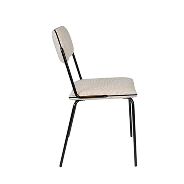 Chair Double Jeu, White / Linen - H85 x W51 x D43 cm - Dandy tissue / Steel - image 1