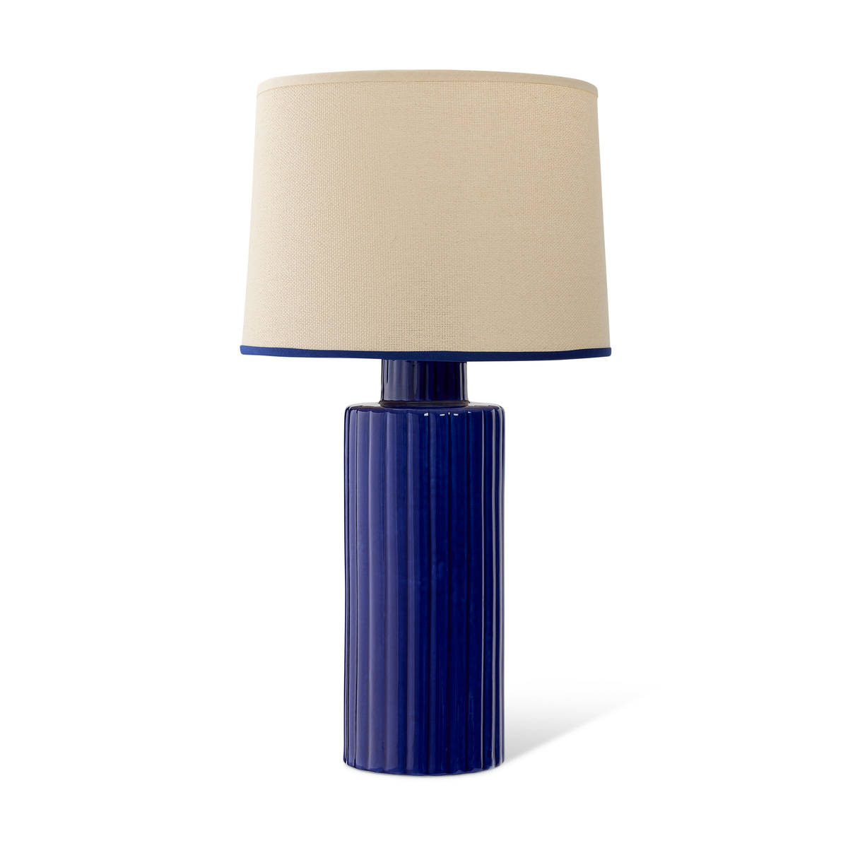 Lampe à poser Portofino, Indigo - H54 cm - Céramique / Abat-jour Rabane - image 1