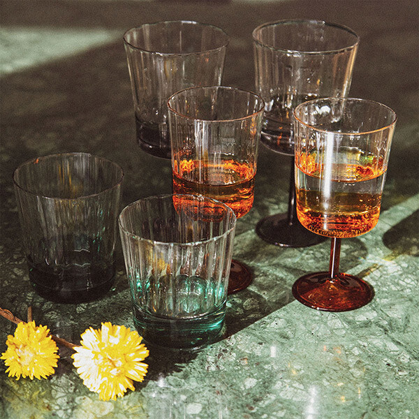 6 Drinking Glasses Eclat, Amber - Blown Glass - image 2