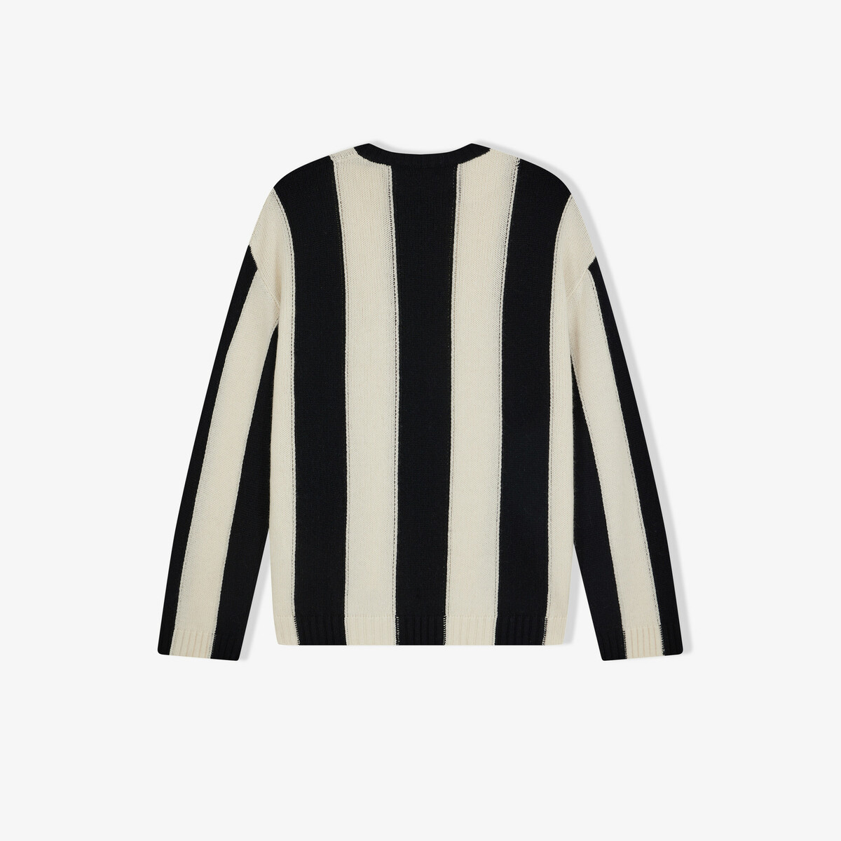 Concorde jumper, Black / White striped - Round neck - Wool and Cashmere - image 2