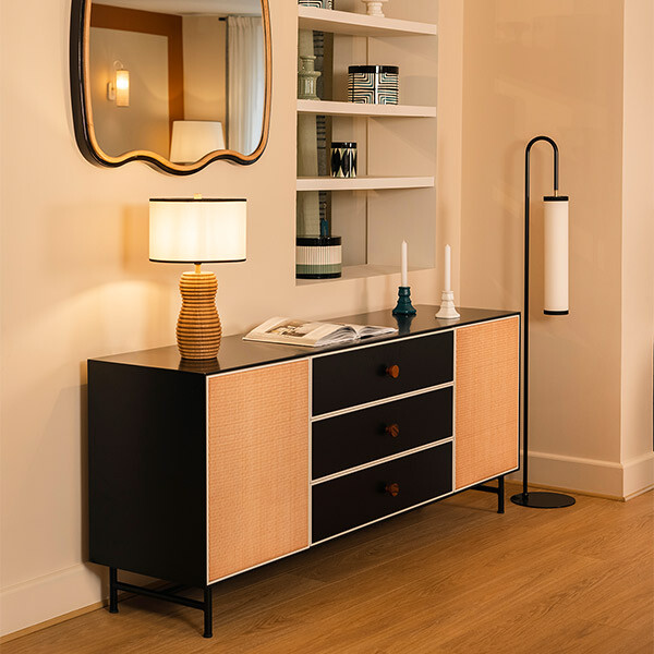 Sideboard Essence, Black / Ivory - L180 x W45 x H75 cm - Lacquered wood - image 2
