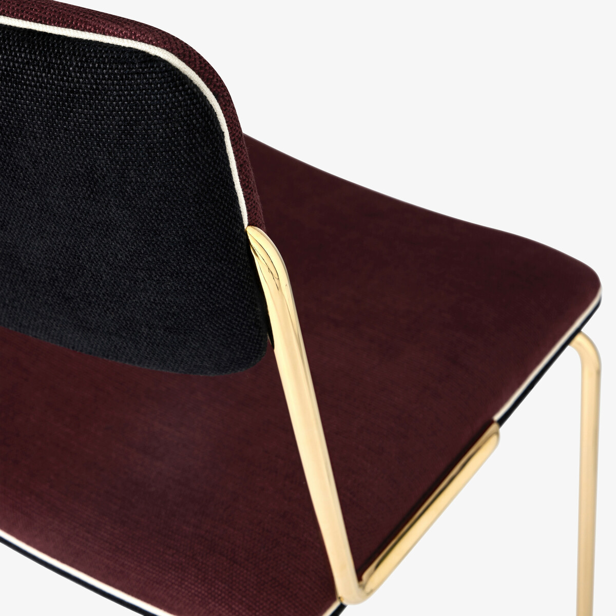 Chair Double Jeu, Blackcurrant / Gold - H85 x W51 x D43 cm - Cotton - image 2