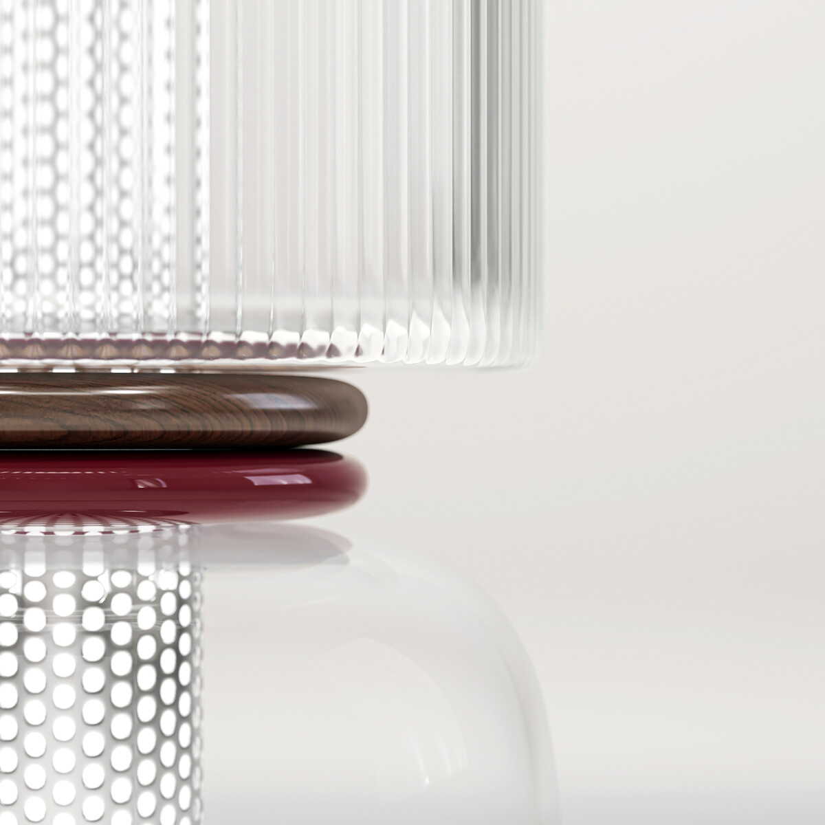 Floor lamp Loulou - 3 modules, Aubergine - H101 x ø34 cm - Blown glass/polished stainless steel - image 2