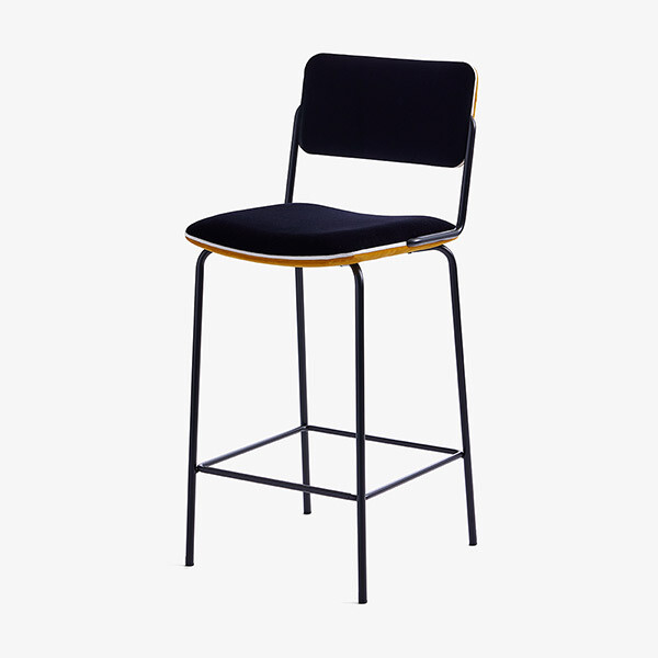 Kitchen island chair Double Jeu, Ochre - H95 x W42 x D42 cm - Velvet / Steel - image 2