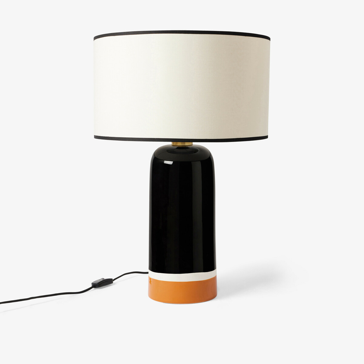 Table Lamp Sicilia, Black / Ochre - H60 cm - Ceramic / Cotton shade - image 2