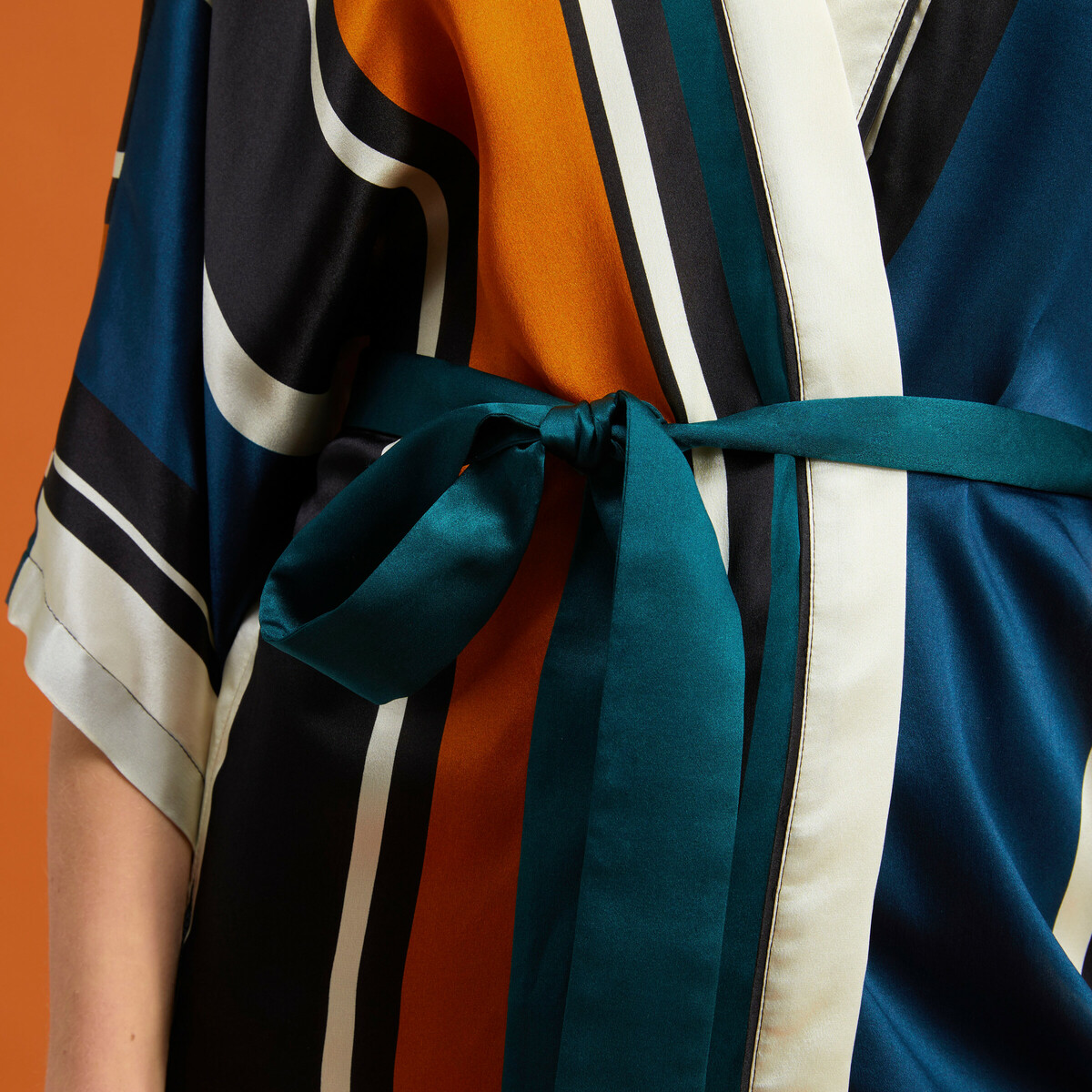 Prisca Kimono, Iconic Stripe - 100% Silk - image 2