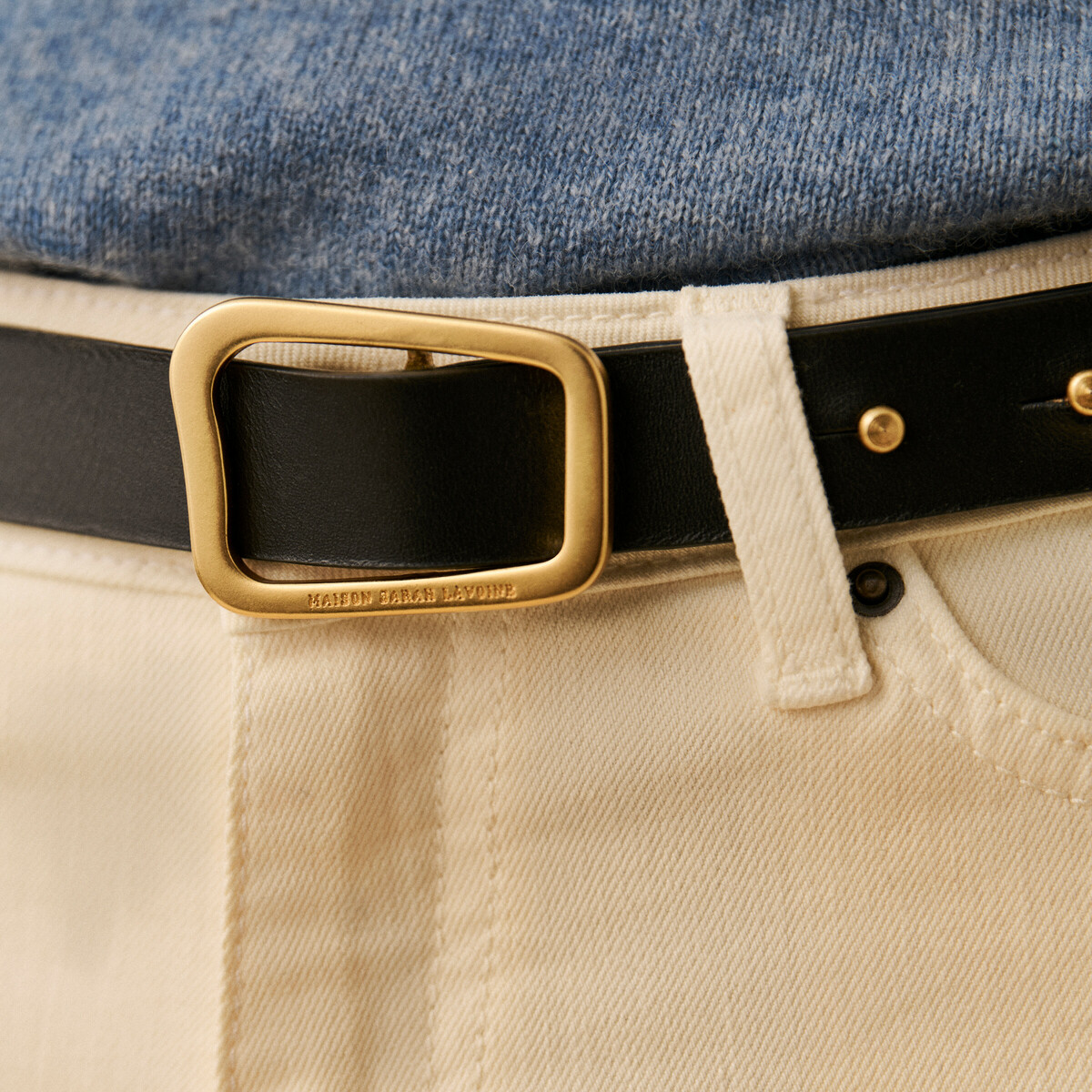 Belt Double Jeu, Camel / Black - Reversible leather and suede - image 2