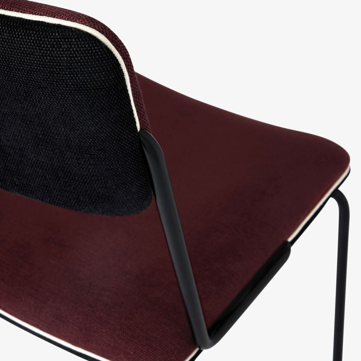 Chair Double Jeu, Blackcurrant / Black - H85 x W51 x D43 cm - Cotton - image 2