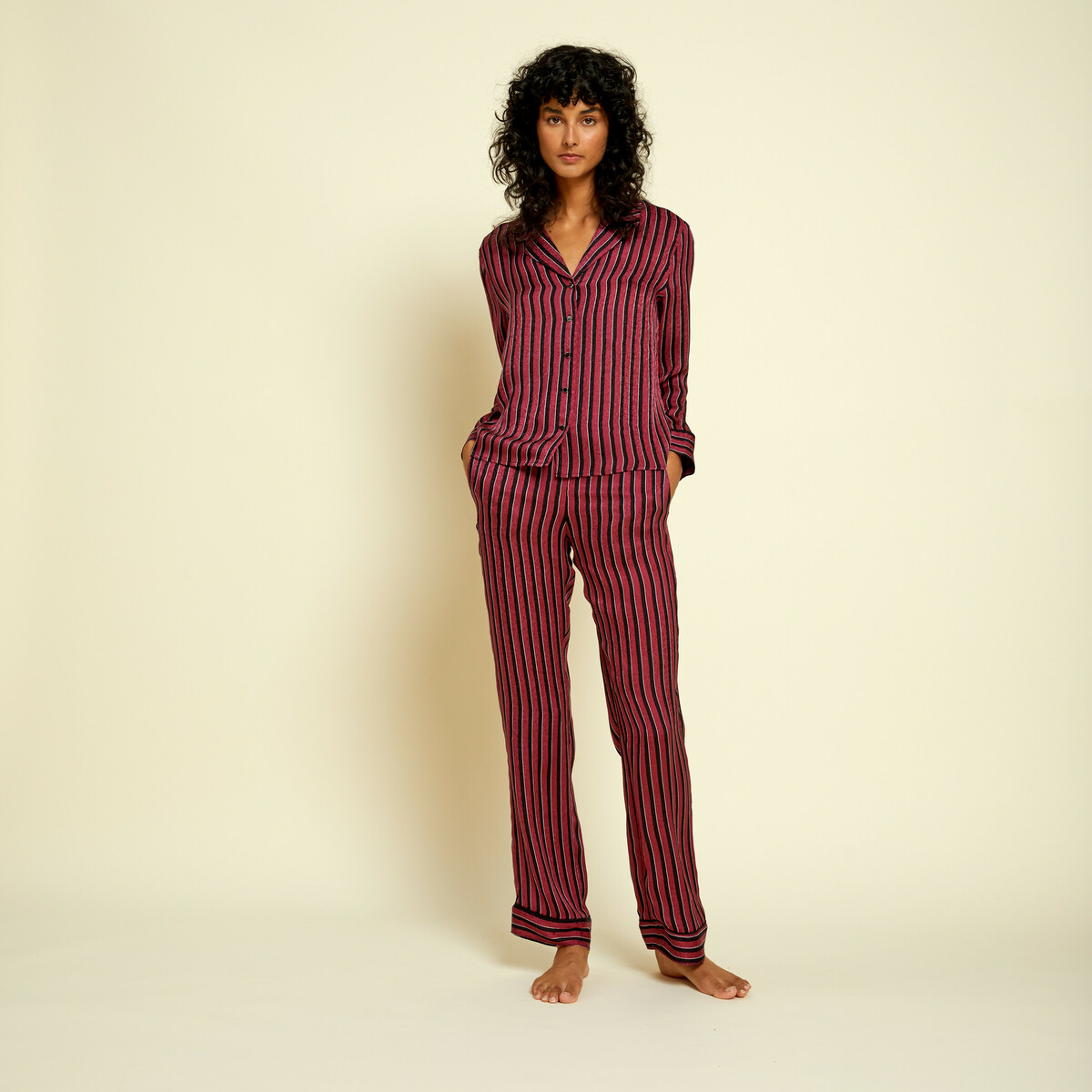 Shirt London, Ruby striped - 100% Silk - image 2