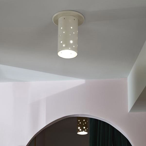 Ceiling Lamp Jean, White - H15 cm - Metal / Brass - image 2