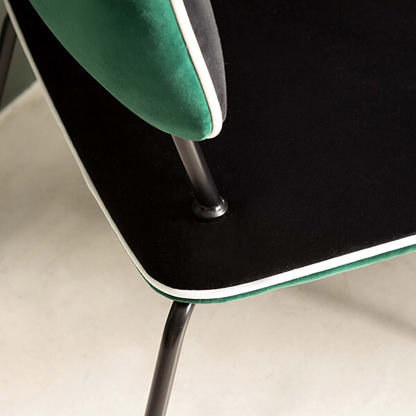 Armchair Double Jeu, Green - H80 x W68 x D58 cm - Velvet / Steel - image 2