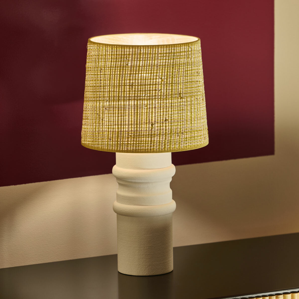 Aquarius Table lamp, Amarillo - H41x ø23 cm - Ceramic / Cotton lampshade - image 2